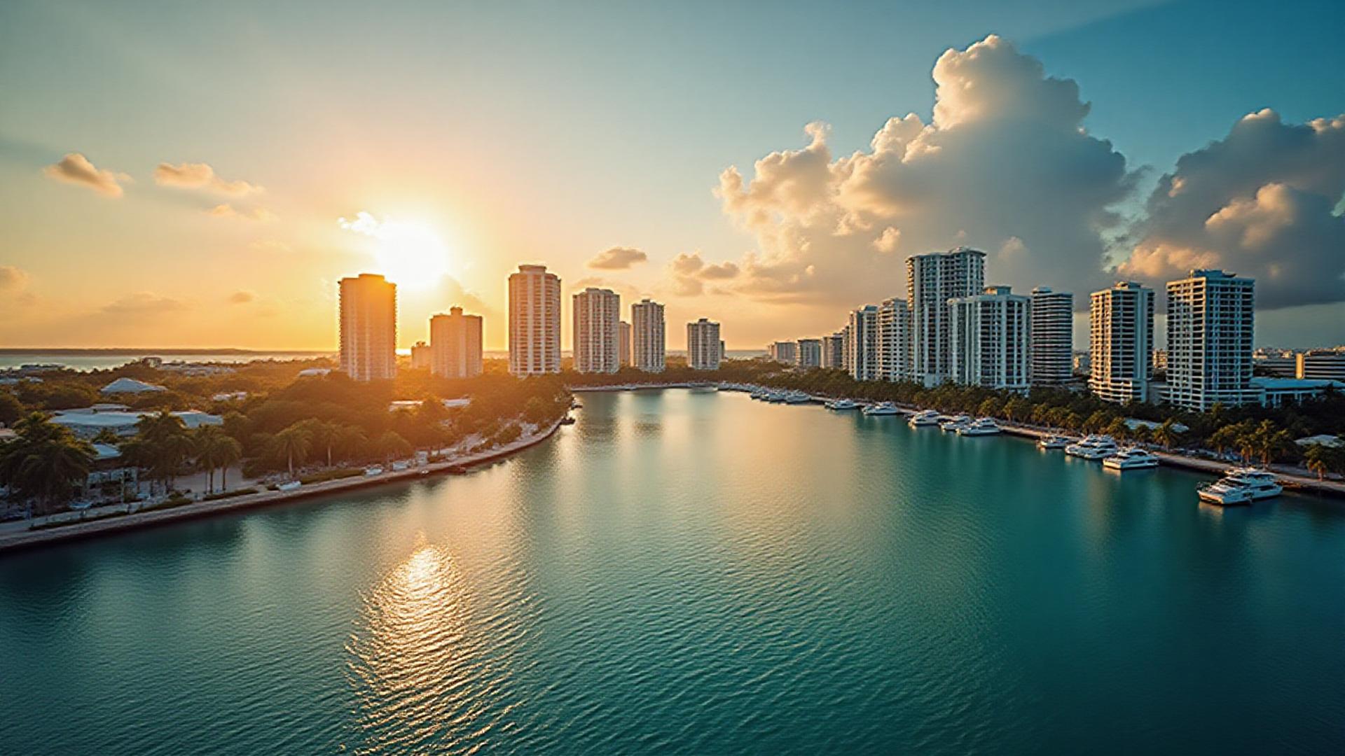 Sophisticated skyline of George Town, Cayman Islands at dusk